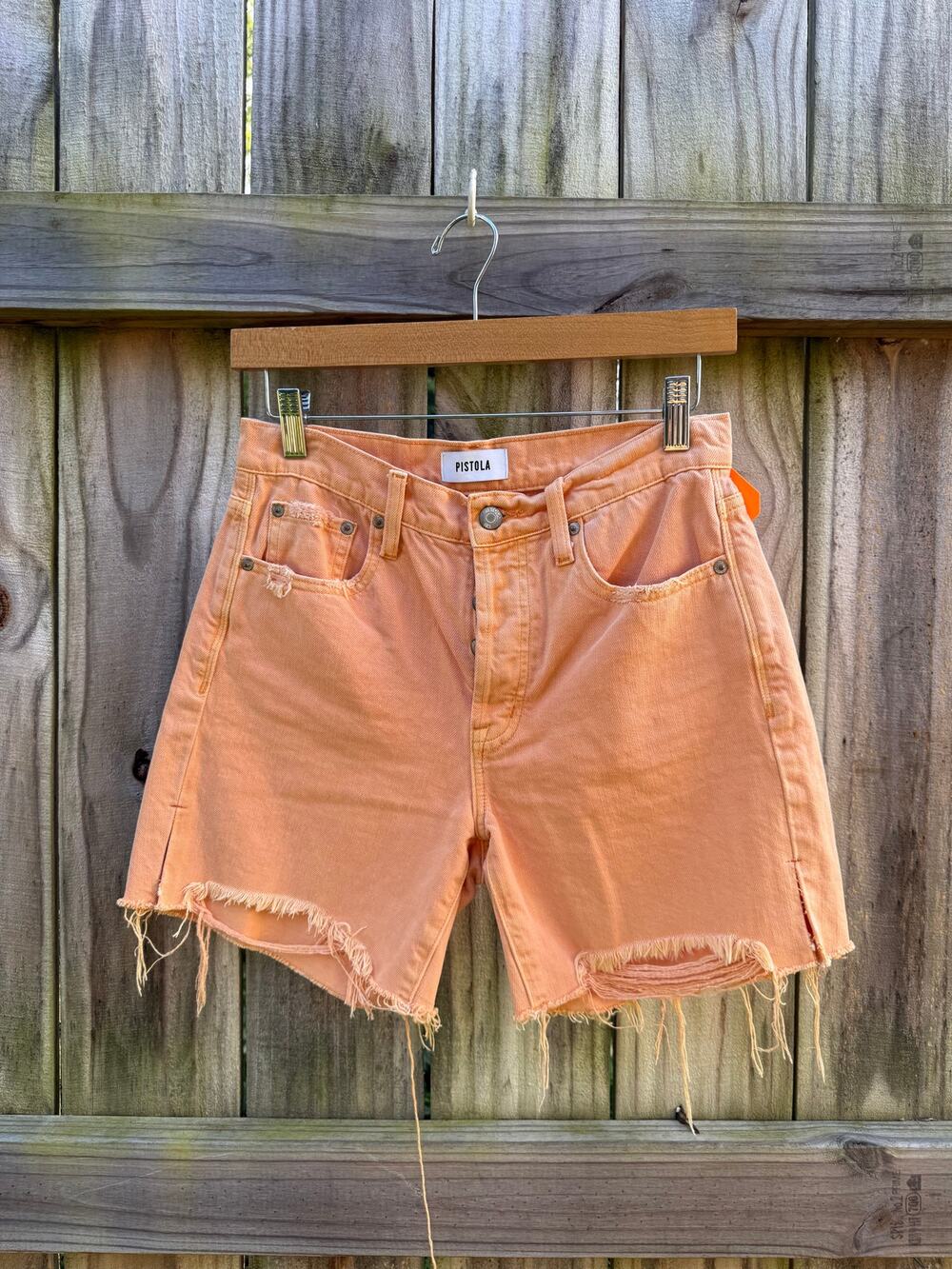 Pistola Reworked Peach Denim Cutoff Shorts